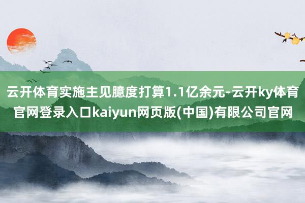 云开体育实施主见臆度打算1.1亿余元-云开ky体育官网登录入口kaiyun网页版(中国)有限公司官网