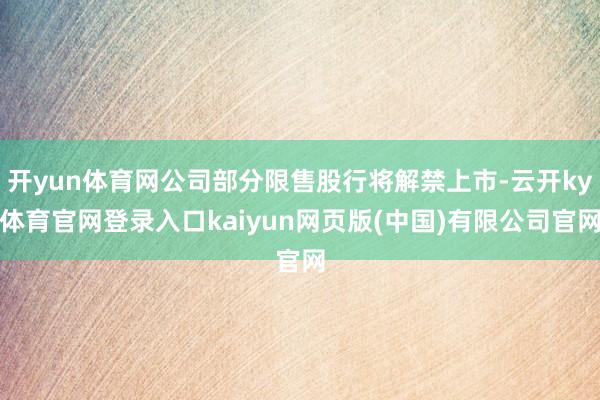 开yun体育网公司部分限售股行将解禁上市-云开ky体育官网登录入口kaiyun网页版(中国)有限公司官网